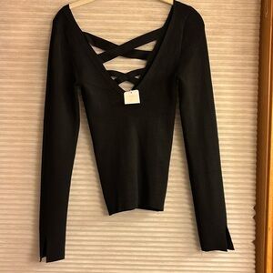 NWT Free People Deep V Neck Cross Cross Back Top Large